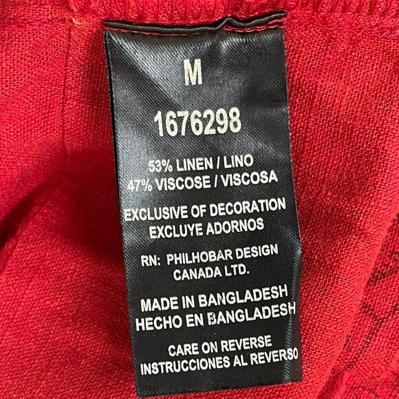 Nicole Miller Dress Linen Blend Short Sleeve Tropical Floral V-Neck Women Medium - Picture 7 of 12